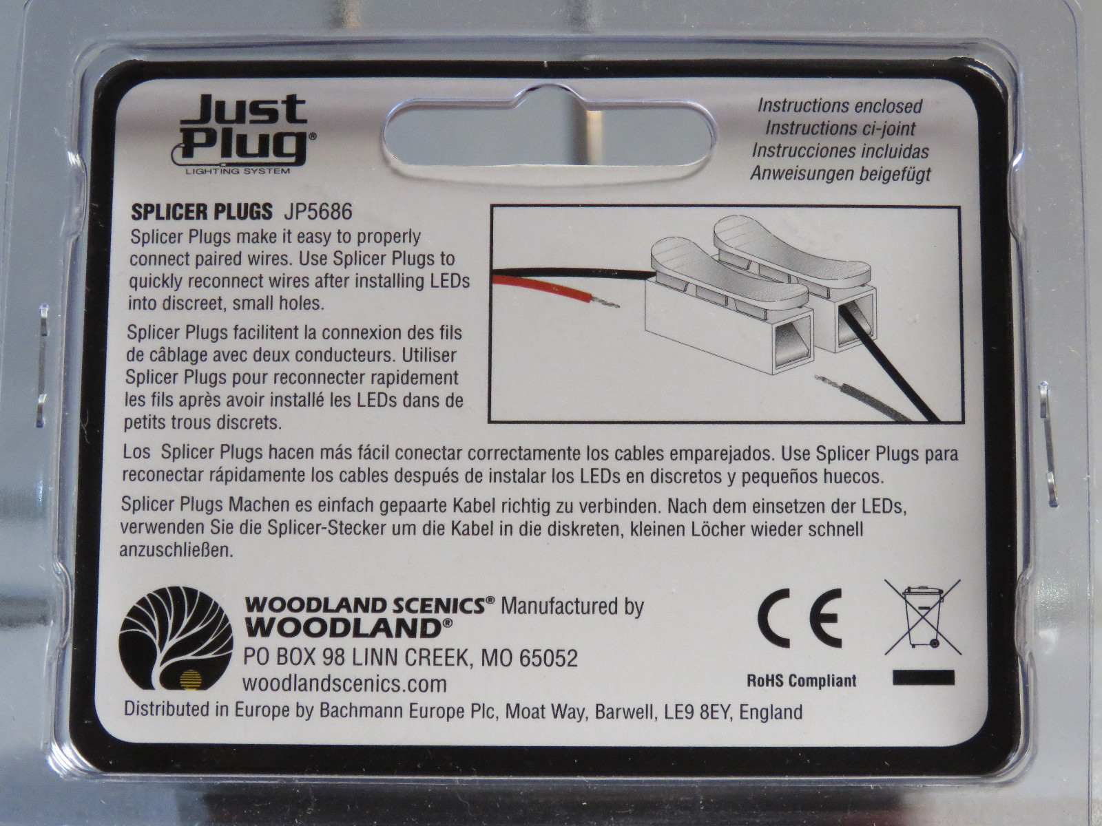 WOODLAND SCENICS SPLICER PLUGS FOR JUST PLUG LIGHTING SYSTEM connector WDS5686