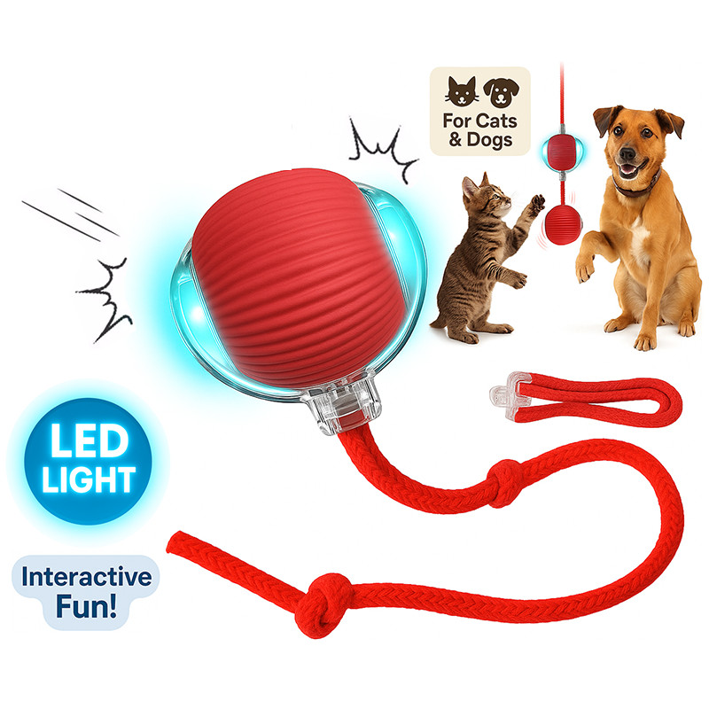 2Pcs Automatic Rolling Ball Smart Cat Dog Toy Electric Pet Self-moving Kitten