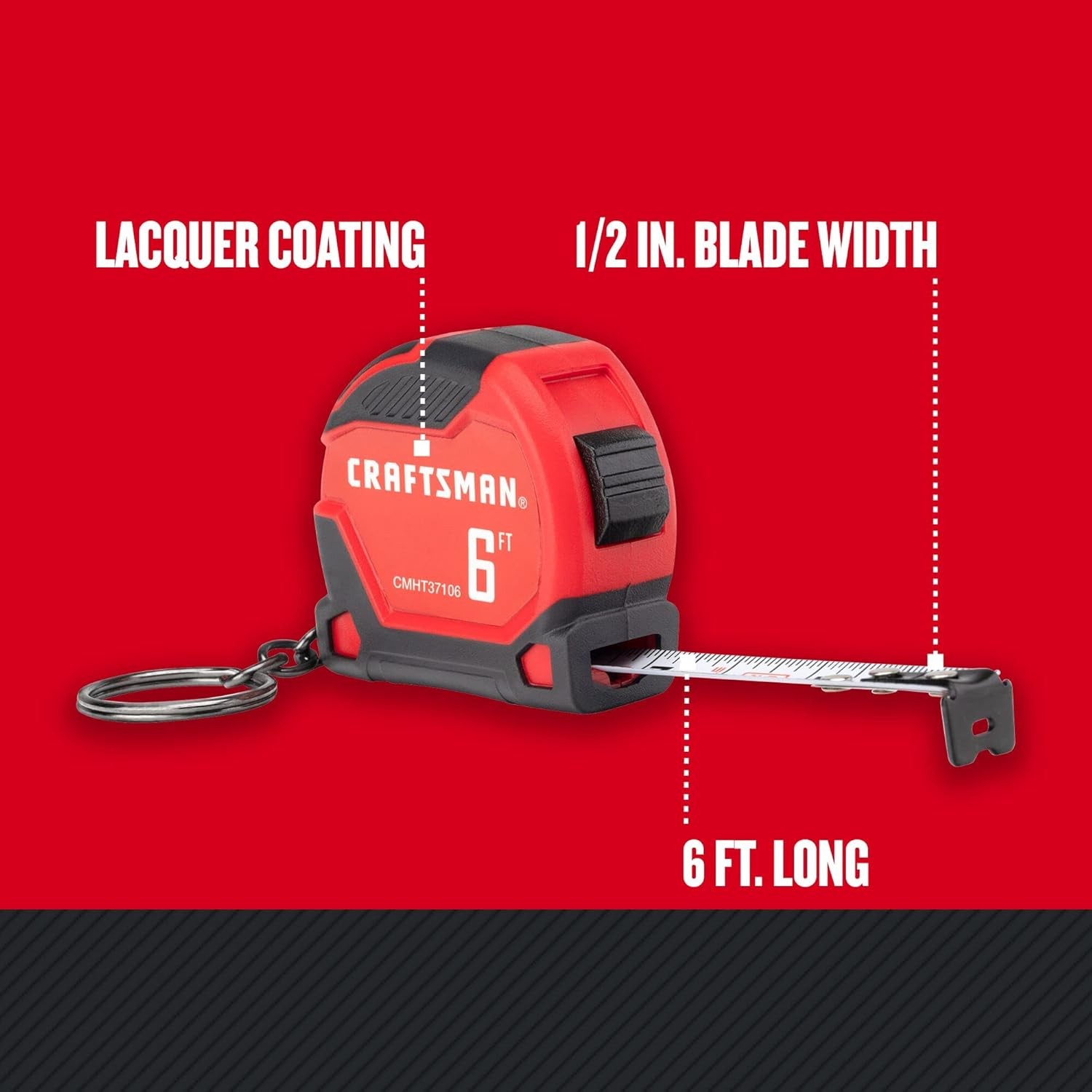 Keychain Tape Measure, 6 FT (CMHT37106G)