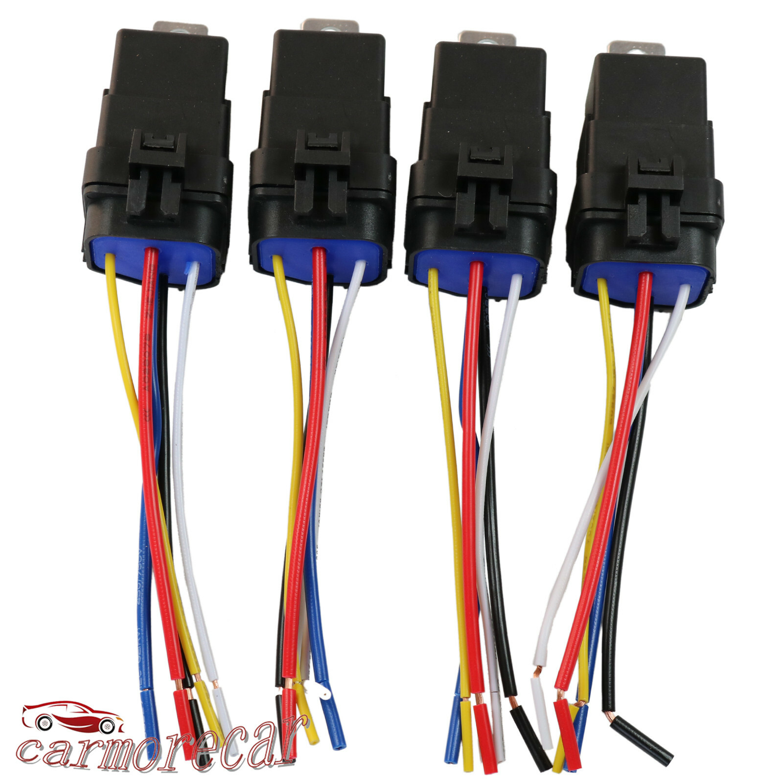 4 pack 5 pin & wire Heavy Duty Car Auto Relay 12V 40 amp Waterproof Plug Socket