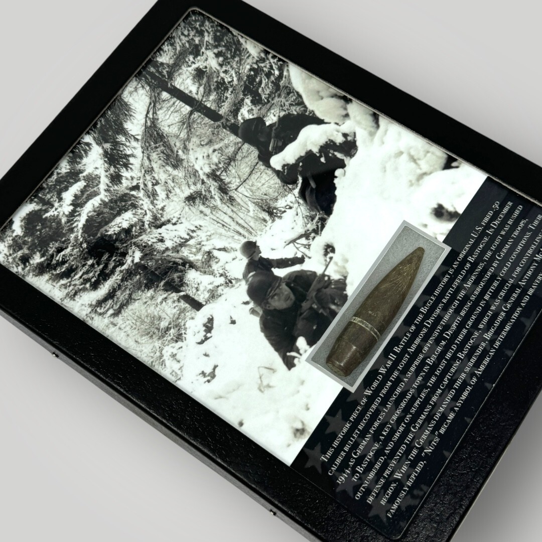 WWII Battle of the Bulge Bastogne Ardennes 1944-45 Military Gift Display COA