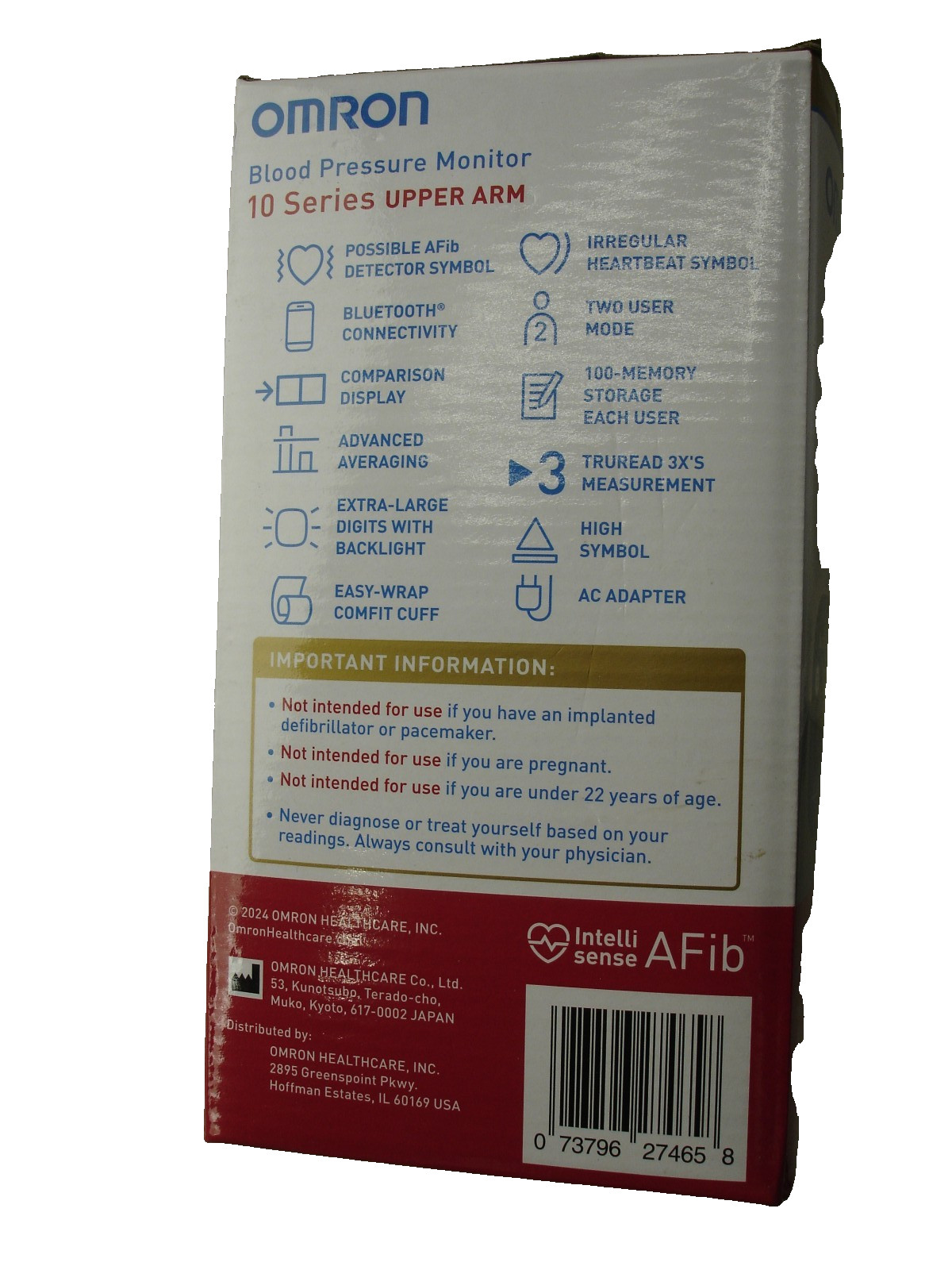 Omron® 10 Series® Upper Arm Blood Pressure Monitor, BP7465 w/ adapter - NEW