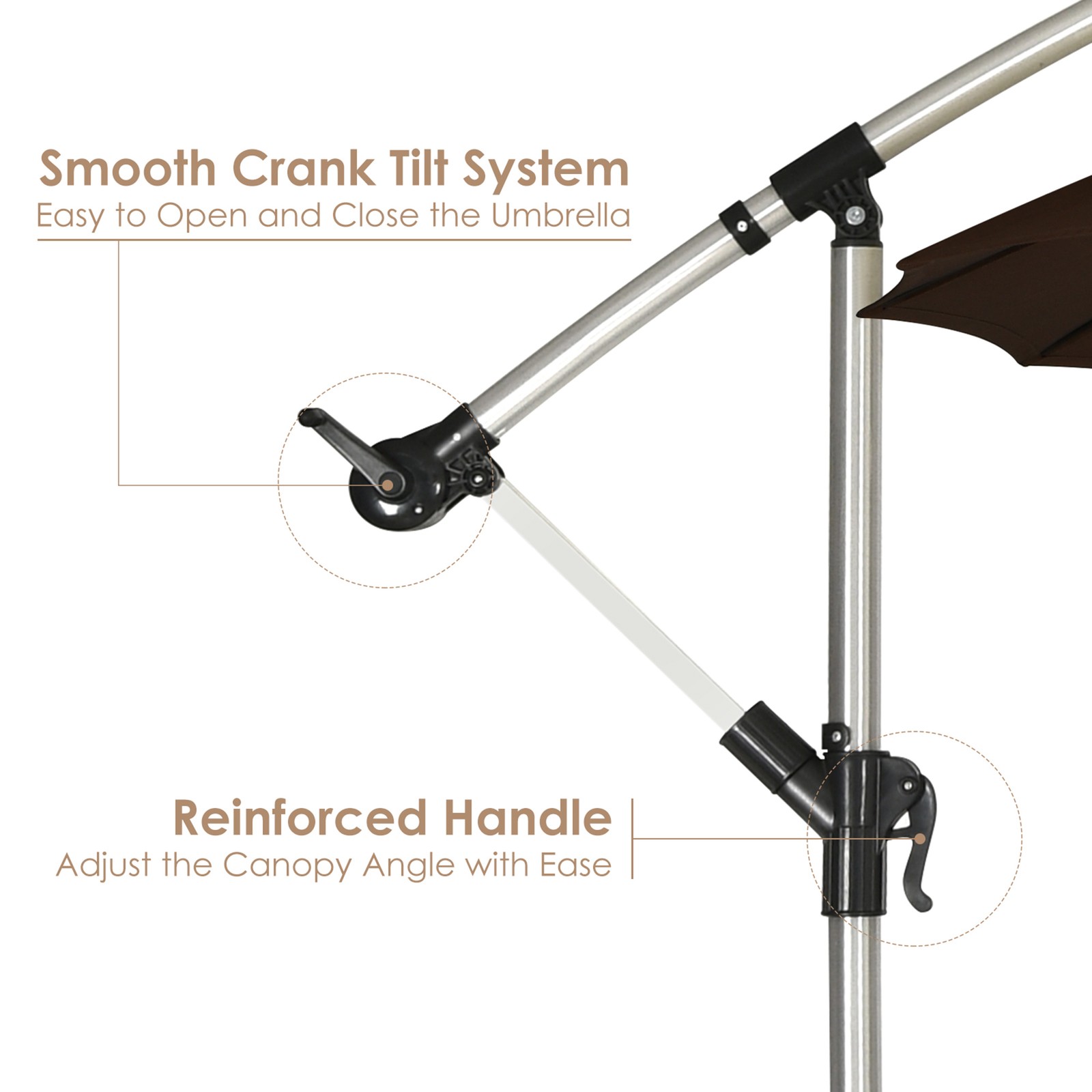 10FT Patio Offset Hanging Umbrella Cantilever Umbrella w/ Tilt Adjustment Tan