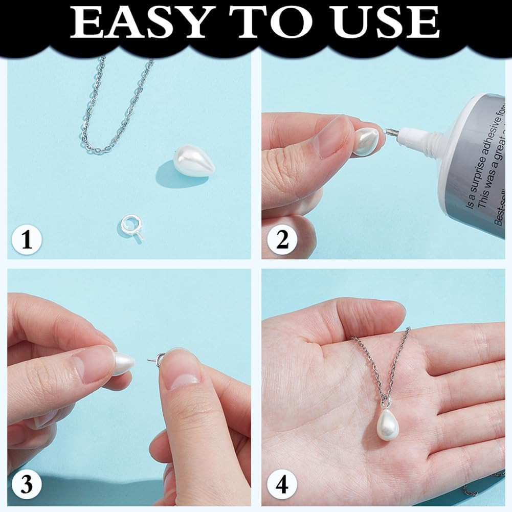 16Pcs 925 Sterling Silver Screw Eye Peg Bails Cup Pearl Peg Bails Eyelet Hooks E