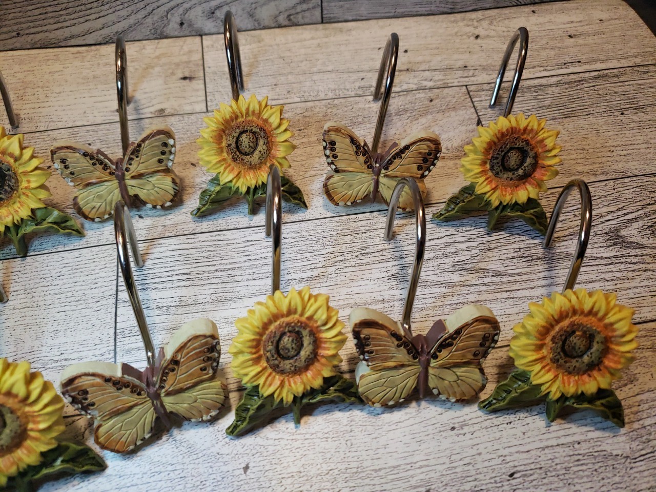 Butterfly Sunflower Shower Hooks 12pc
