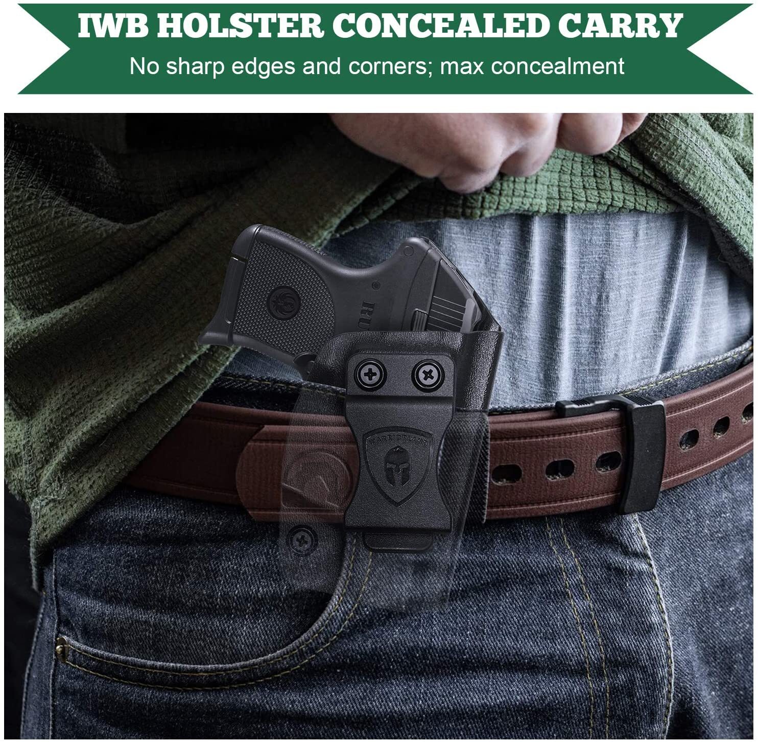 IWB Kydex Holster Fit Ruger LCP 380 Pistol Concealed Carry Holster for Men/Women