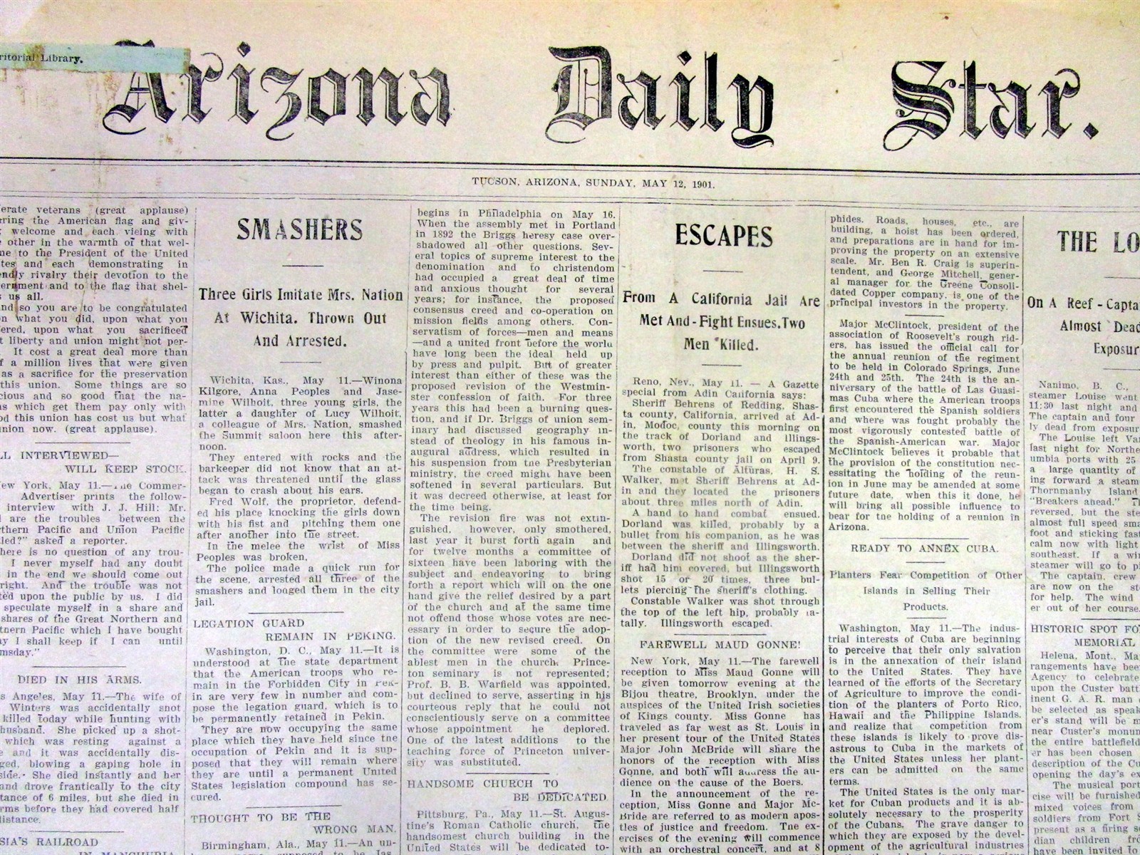 Lot of 5 1901 TUCSON Arizona Territory newspapers WILD WEST frontier 125 yrs old