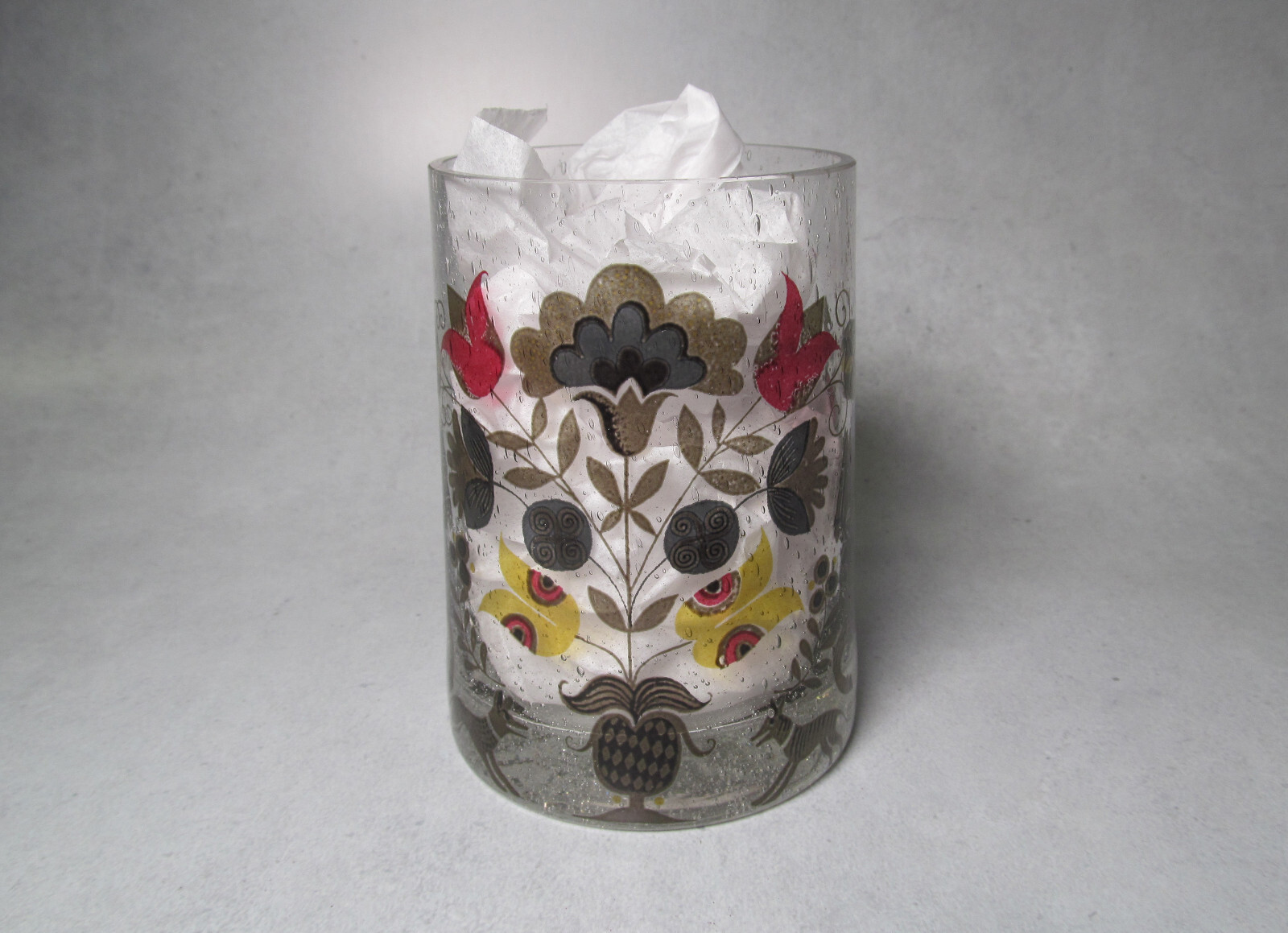 Hand Blown Glass Tankard with Men on Horseback Design Used