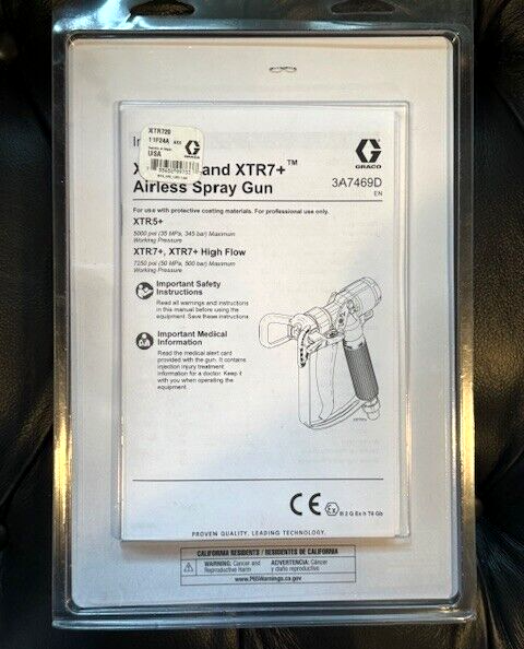 Graco XTR7+ Airless Spray Gun High Flow 7250PSI Round Handle XTR720 No Tip -NEW