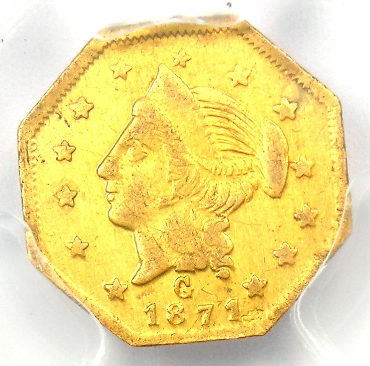 1871 California Liberty Gold Dollar G$1 Coin BG-1109 - Certified PCGS XF Details