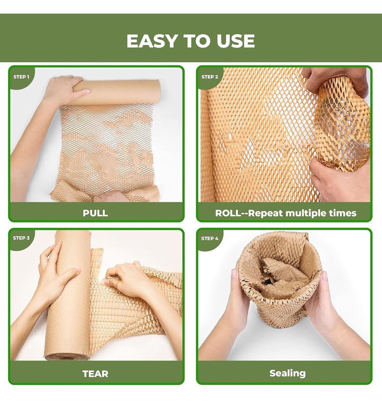 Honeycomb Packing Supplies Paper Wrap 15 X 250ft w/ 60 Fragile Sticker Labels