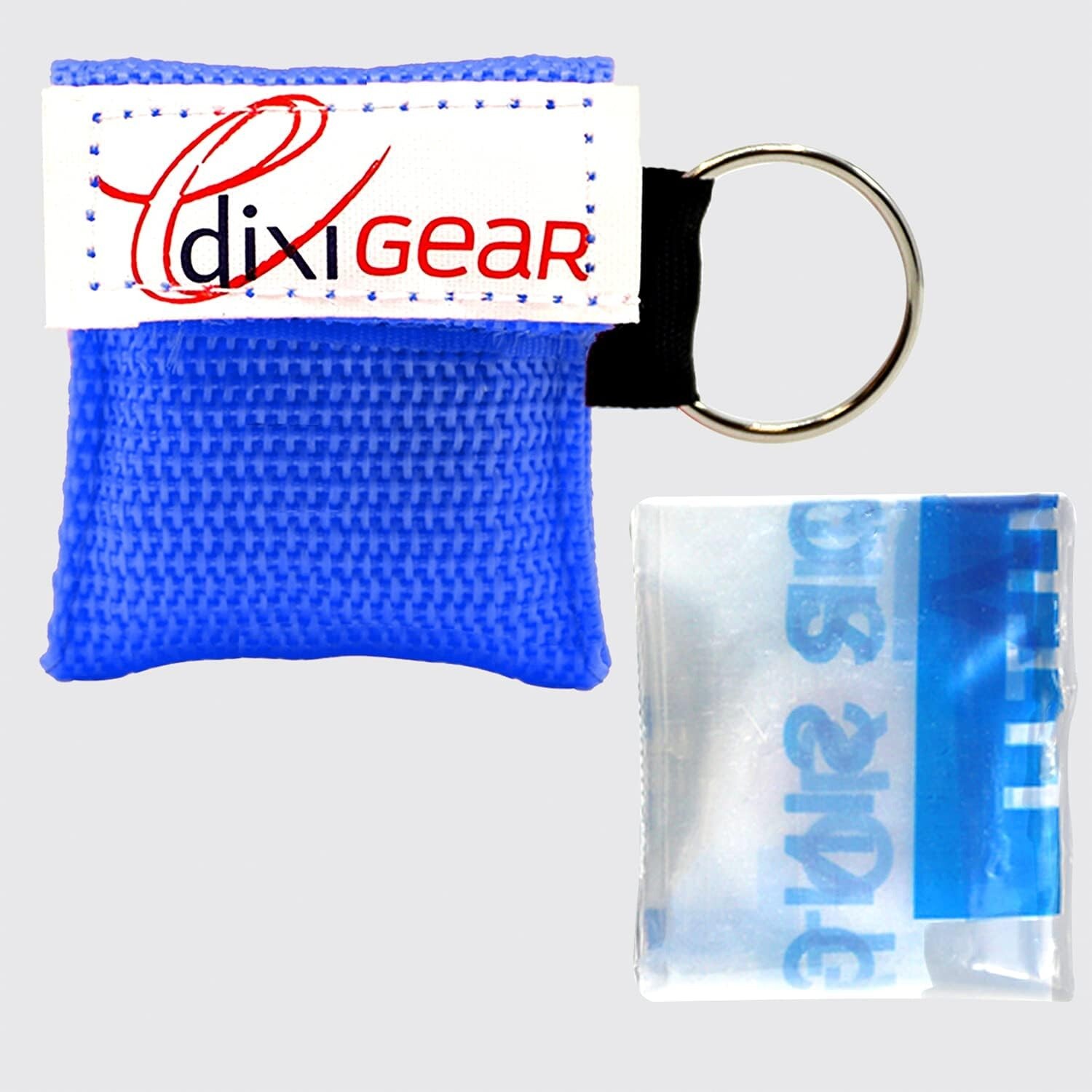 CPR Mask with Keychain Emergency Face Shield with One-Way Valve Blue - 100 Pack