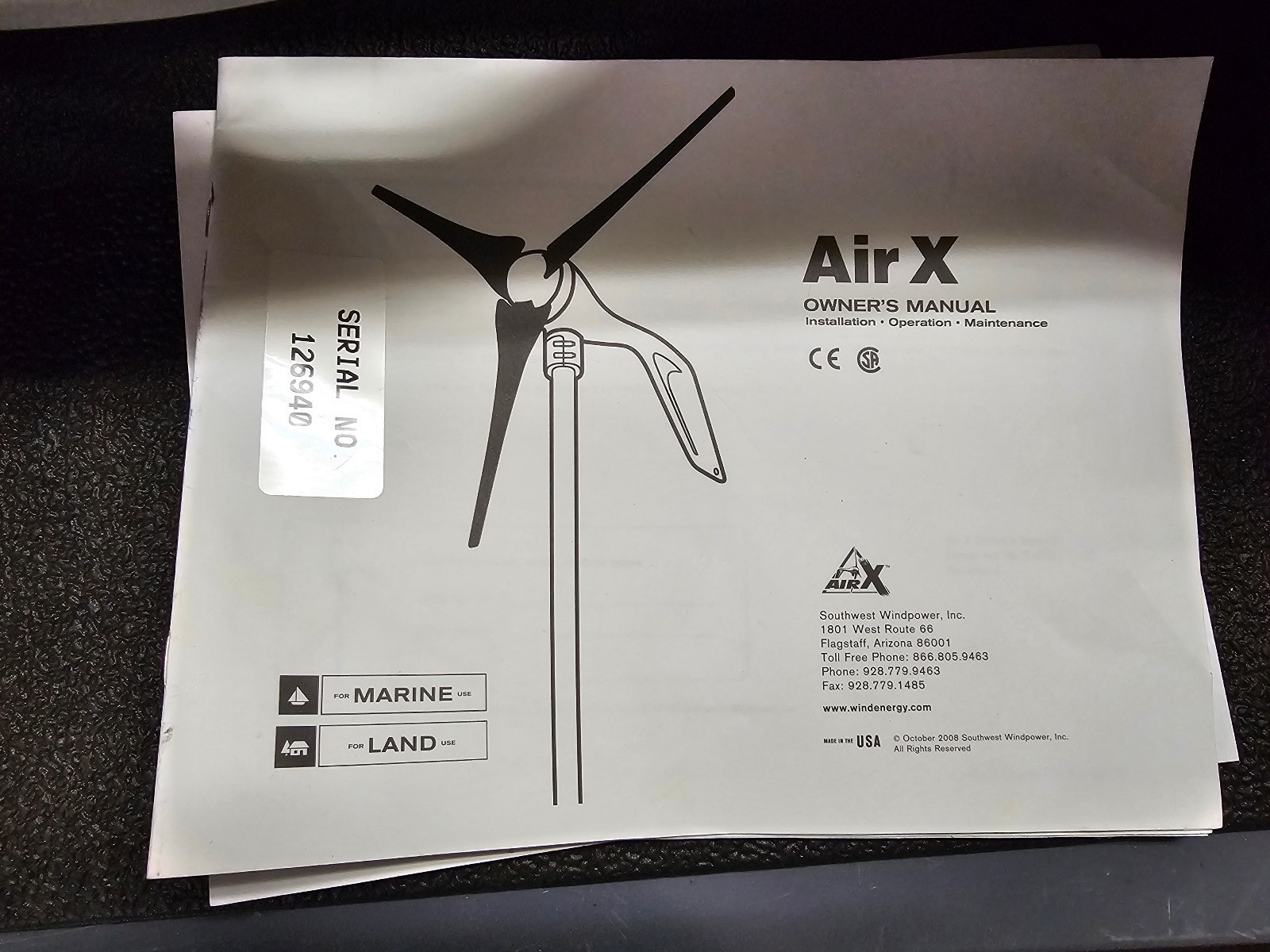 AIR- X 400 watt Wind Turbine/Wind Generator 3 Blades 24 VOLT