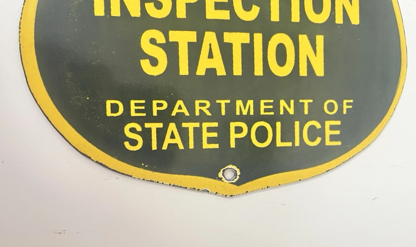 Vintage Official Motorcycle Inspection Station Porcelain Sign ~ Harley Davidson