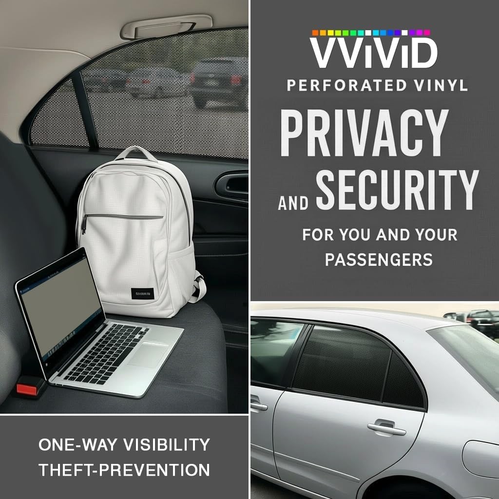 Black Perforated One-Way Vision Vinyl Automotive Window Wrap Roll (1.5ft x 4ft)