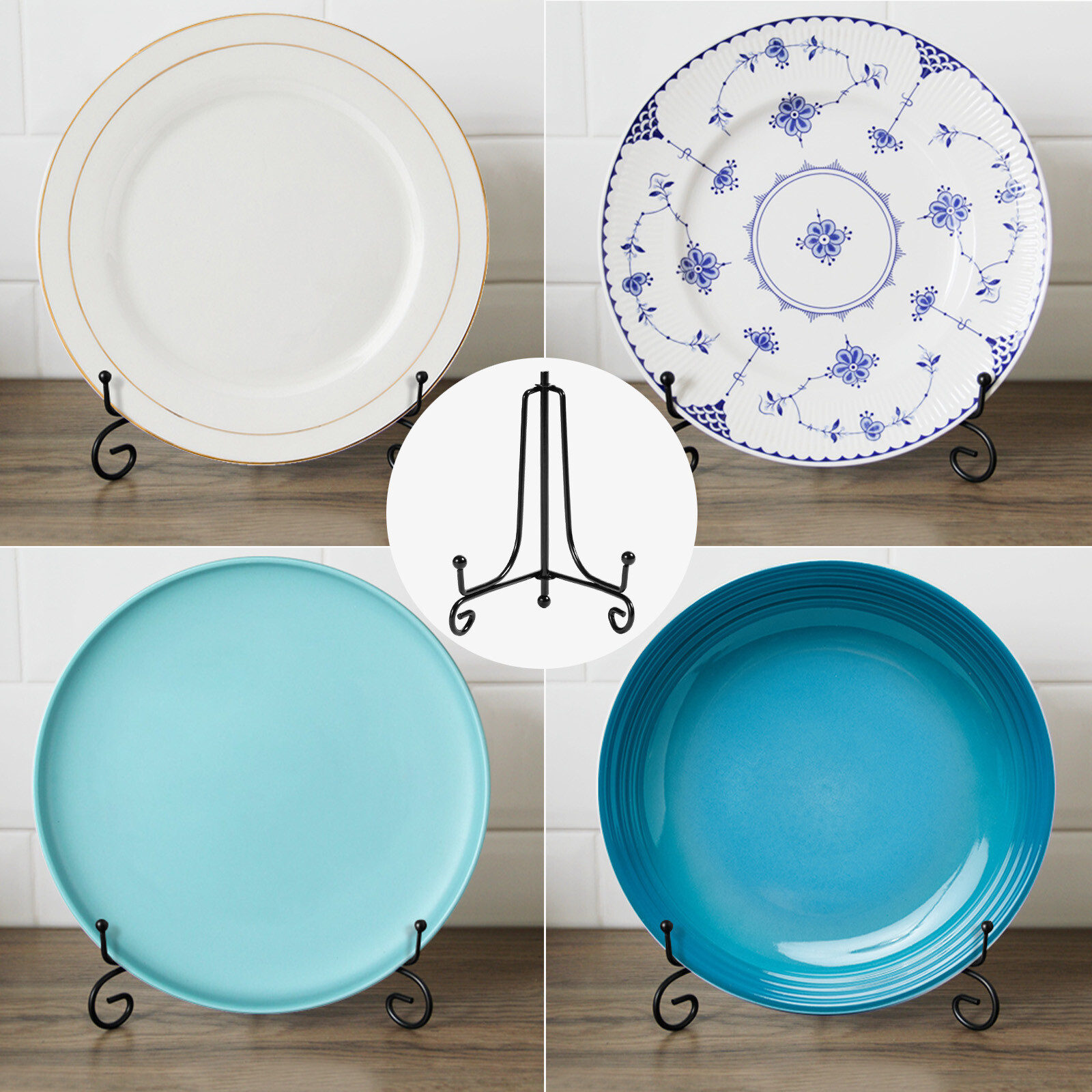 4 PCS 5" Iron Easel Classic Display Stand Plate Holders Picture Photo Frame Rack