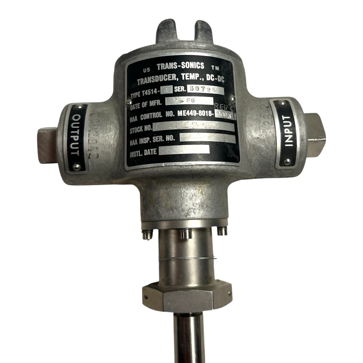 Vintage NASA Authentic Apollo Command Module Pressure Transducer