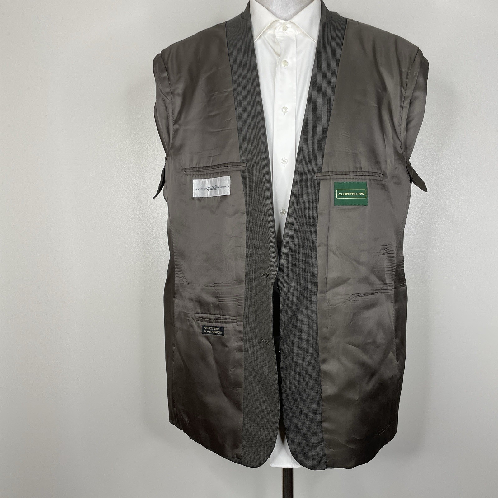 Clubfellow Sport Coat Mens 46L Green Multicolor Check Wool Two Buttons