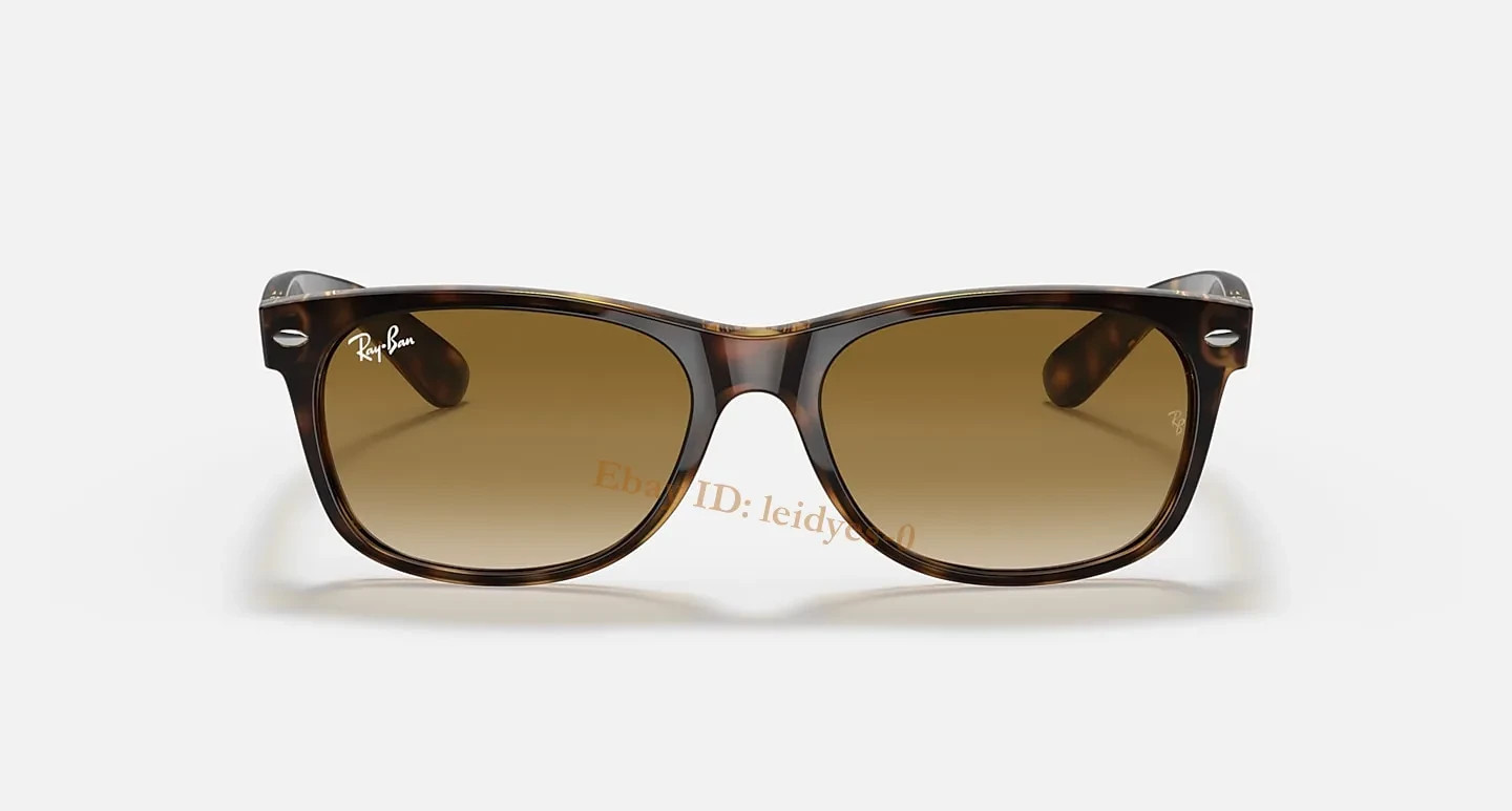 Ray-Ban RB2132 New Wayfarer Sunglasses Light Brown Gradient Lens Havana Frame 55
