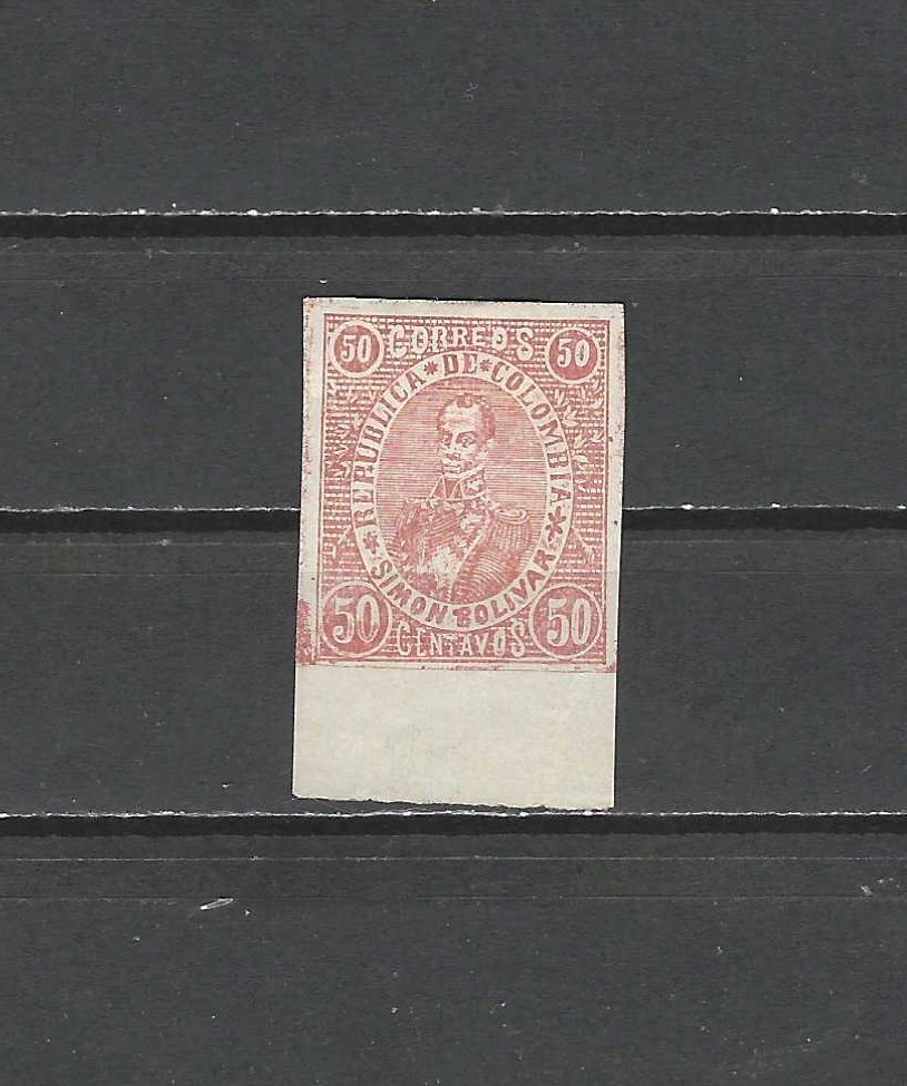 COLOMBIA , 1903/04 , BOLIVAR , 50c STAMP , IMPERF ,  M/H , CV$4.50