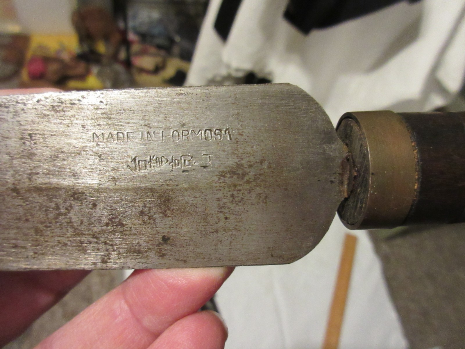 Vintage Tribal Knife in Carved Wooden Sheath