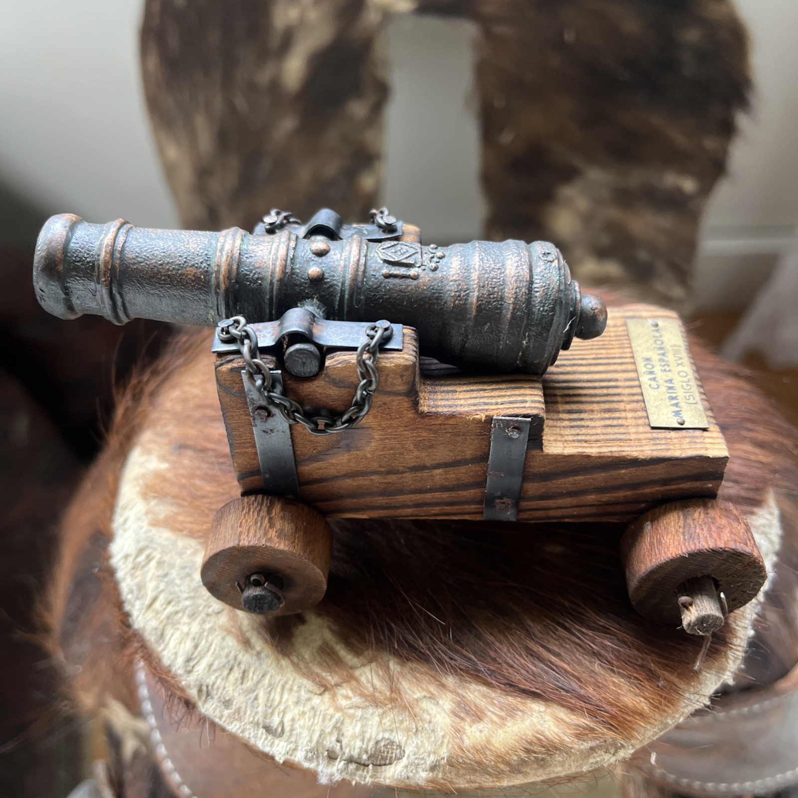 Vintage Model Antique Cannon Replica Canon Marina Espanola Siglo XVIII