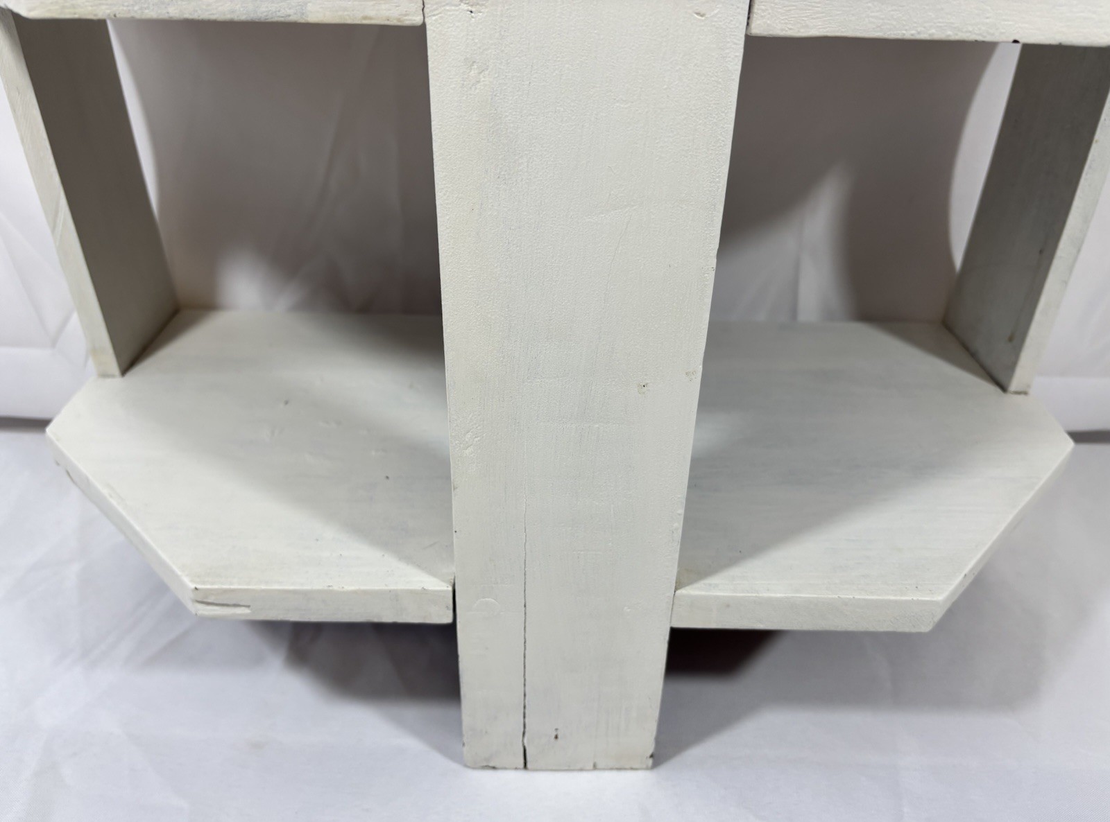 Antique Arts & Crafts Painted Wood 3 Tier Half Round Table Shelf Plant Stand