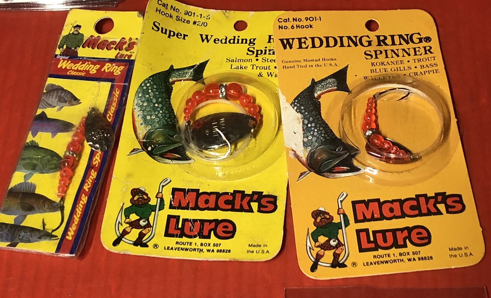 Fishing Tackle Lot. Hoochies, Mack’s Wedding Ring Spinners, Kokaneekid Release