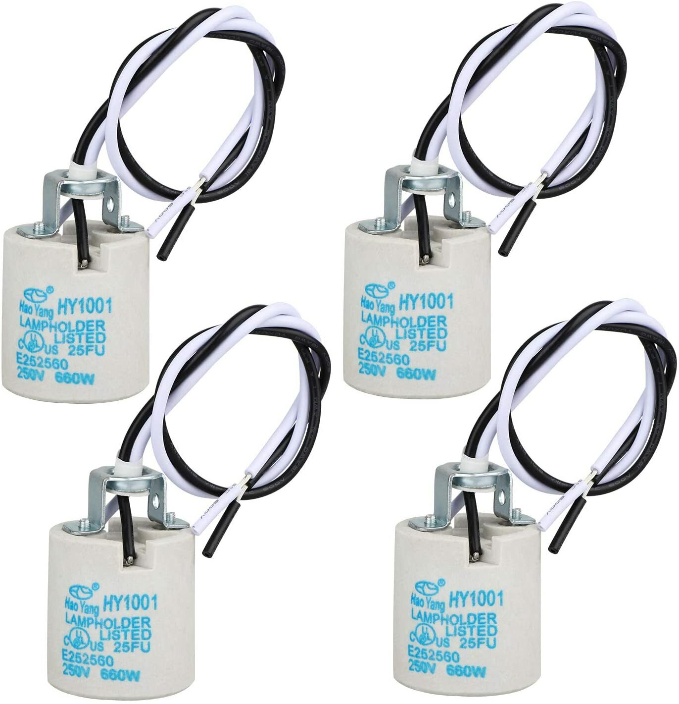 Ceramic E26 Medium Socket Holder Lamp Fixture with 18-AWG Wire