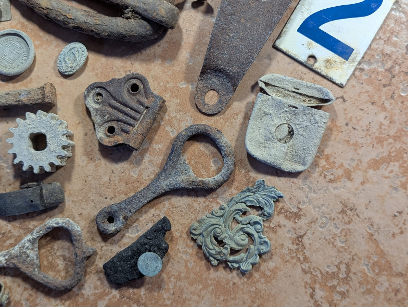 Dug Relics Vintage Iron Door Hardware Buckles Glasses Brass Key Bottle Openers