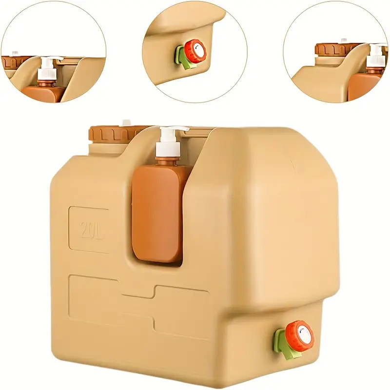 20L Water Container with Spigot and Soap Dispenser Portable Camping Water Jug US