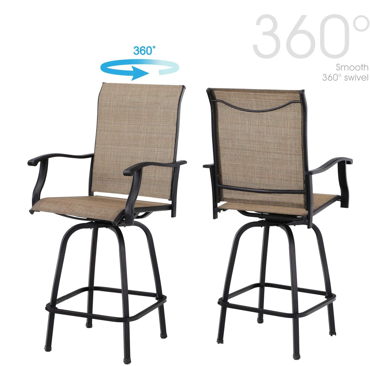Patio Bar Stools Set of 4 Swivel Barstools Bar Height Chair Outdoor Dining Chair