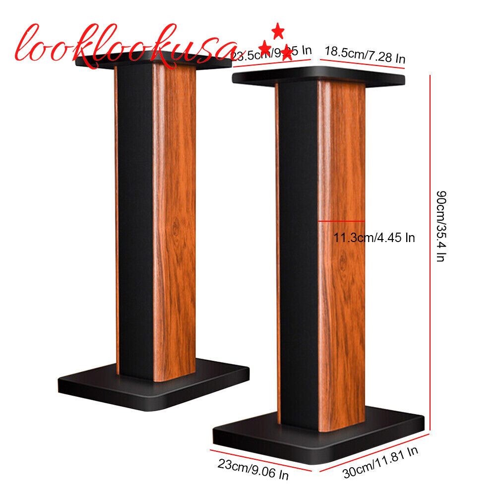 Bookshelf Floor Speaker Stands 1Pair Wood Column Home Theater Speaker Bookshelf
