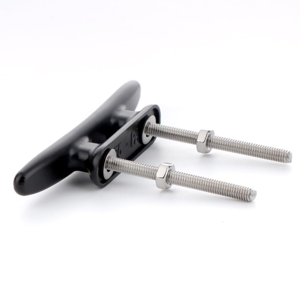 4 Pack 3" Nylon Boat Cleat Dock with Stainless Steel Screws, Black 3 inches