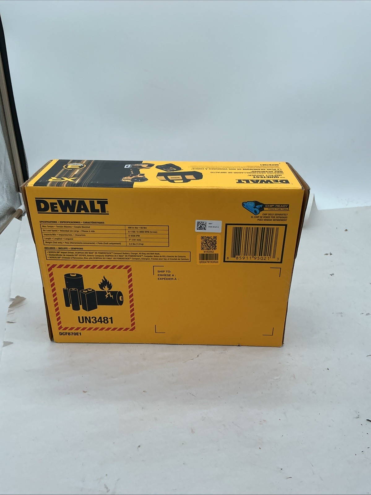 New Dewalt Impact Driver Kit W/1.7ah Power stack Battery DCF870E1