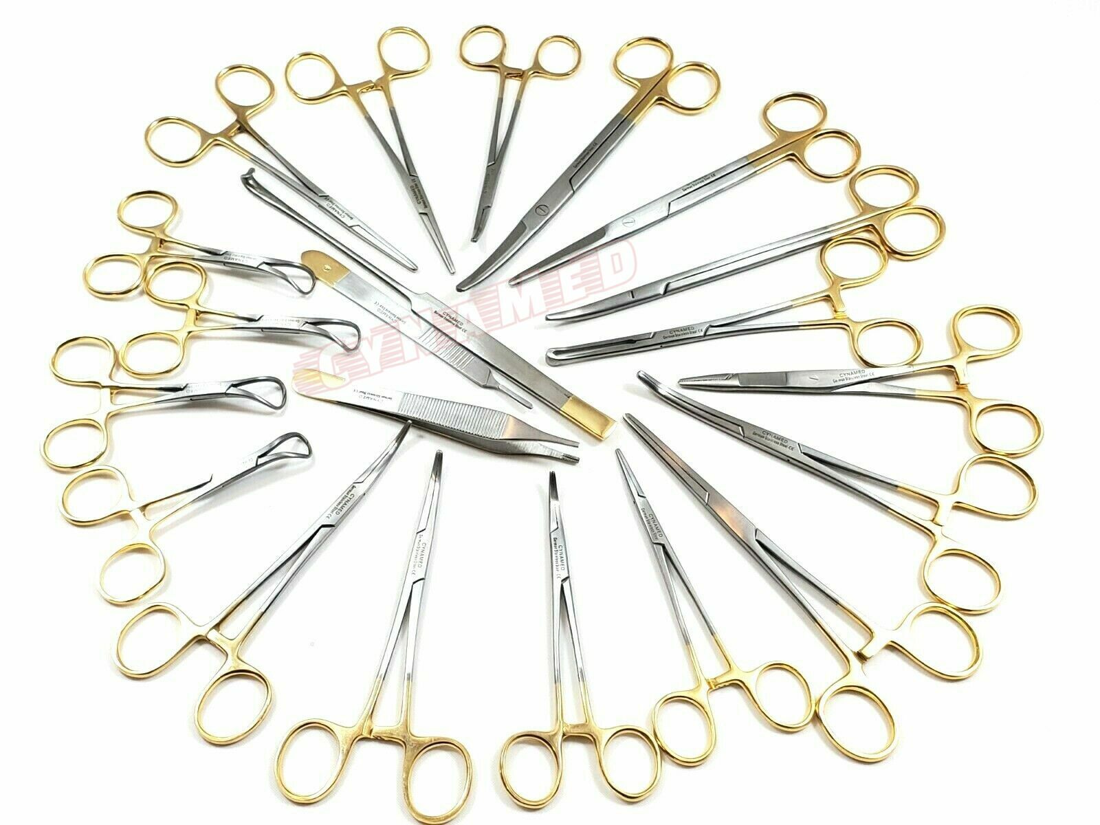 GERMAN 82 PCS GOLD HANDLE GENERAL SURGERY SPAY PACK DENTAL SURGICAL INSTRUMENTS