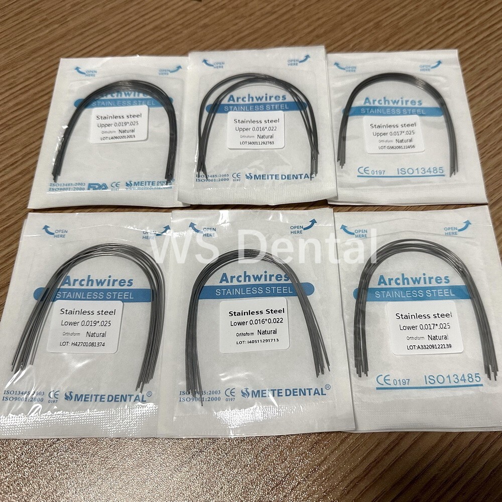 100Pc Ortho Dental Arch Wire S.S Natural Stainless Steel Wires Round Rectangular