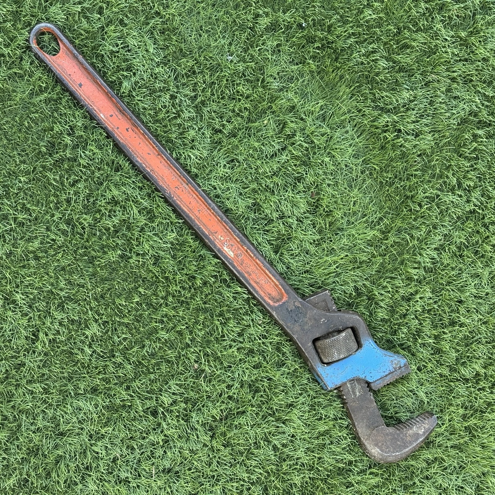 24” Lawson Offset Pipe Wrench 1920's U.S. Hame Co. Buffalo, N.Y. Vintage Antique