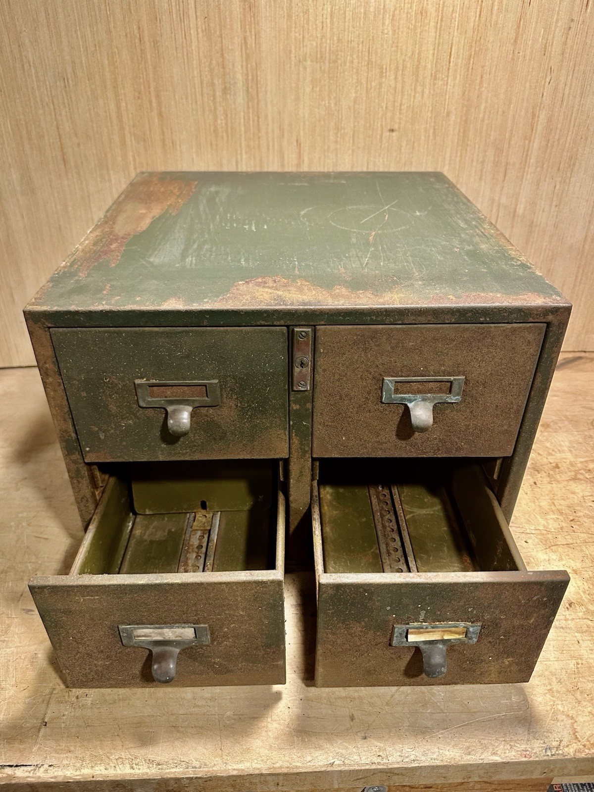 Vintage Library Bureau Sole Makers 4 Drawer Industrial Card Catalogue Box