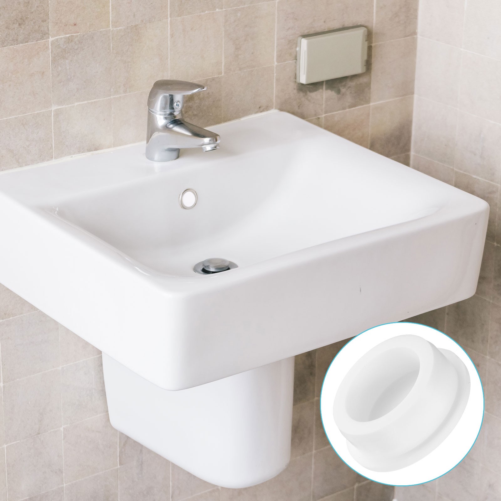 4Pcs Silicone Hole Plug Round Rubber Stoppers, 38mm/1.5 White