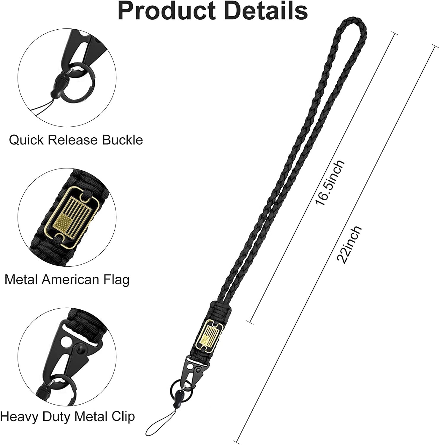 Key Lanyard Neck Lanyard Phone Lanyard Credential Holder Strap Paracord Lanyard