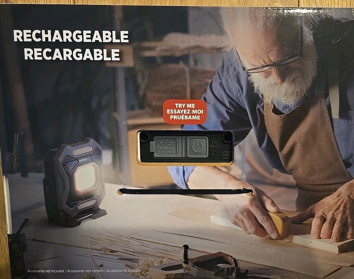 NEW Infinity X1 2000 Lumen Work Light, 3PK, 18Hrs, 5 Modes, Magnetic, Powerbank