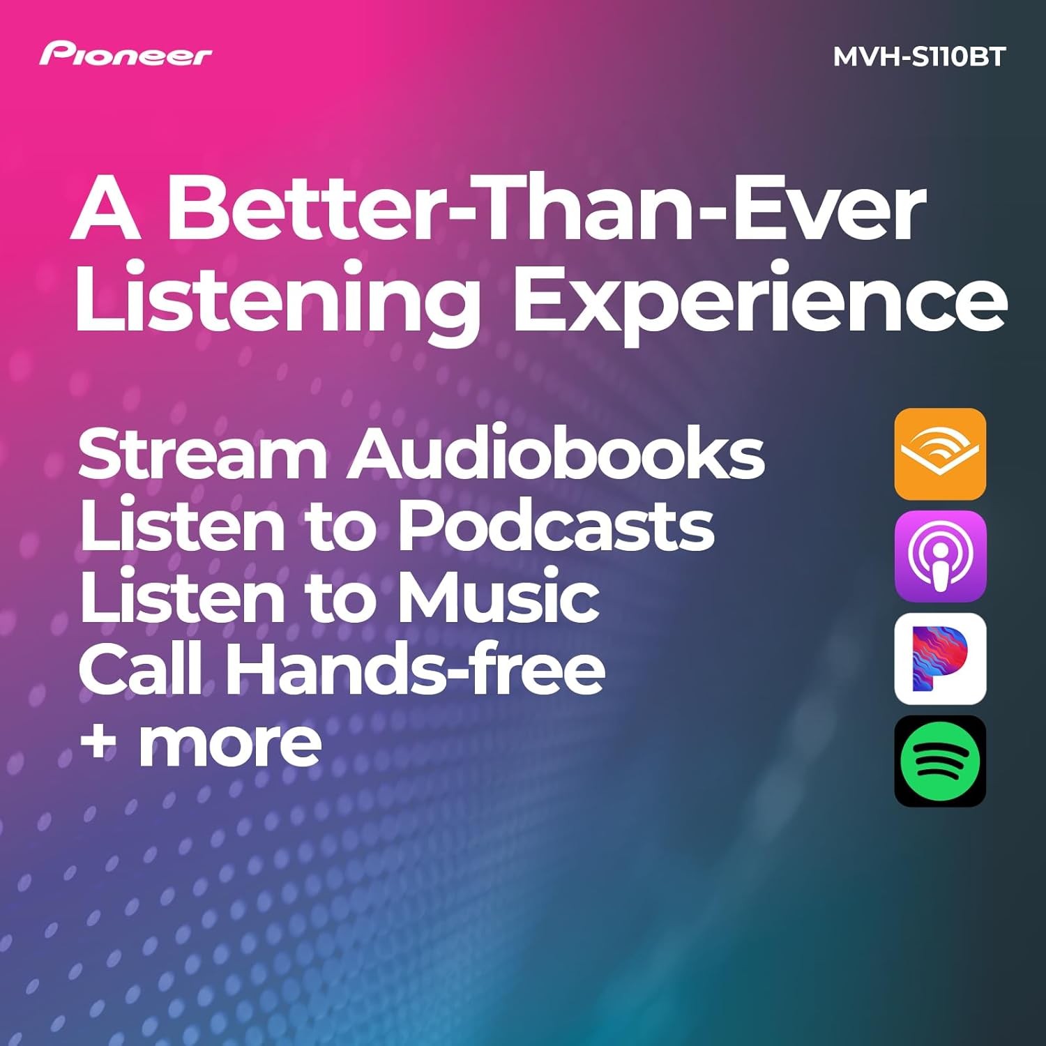 Pioneer MVH-S110BT 1-Din Bluetooth, USB Input, 50Wx4