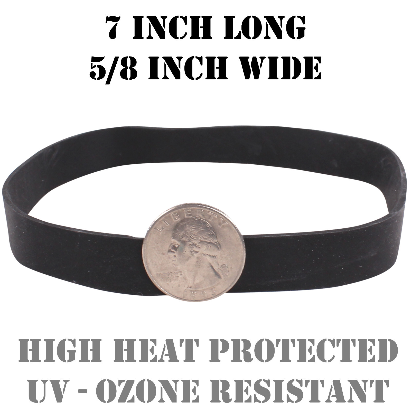 1LB Wide 5/8" Black UV #107 Rubber Bands USA Bulk XL Wide Large Outdoor 7" Inch