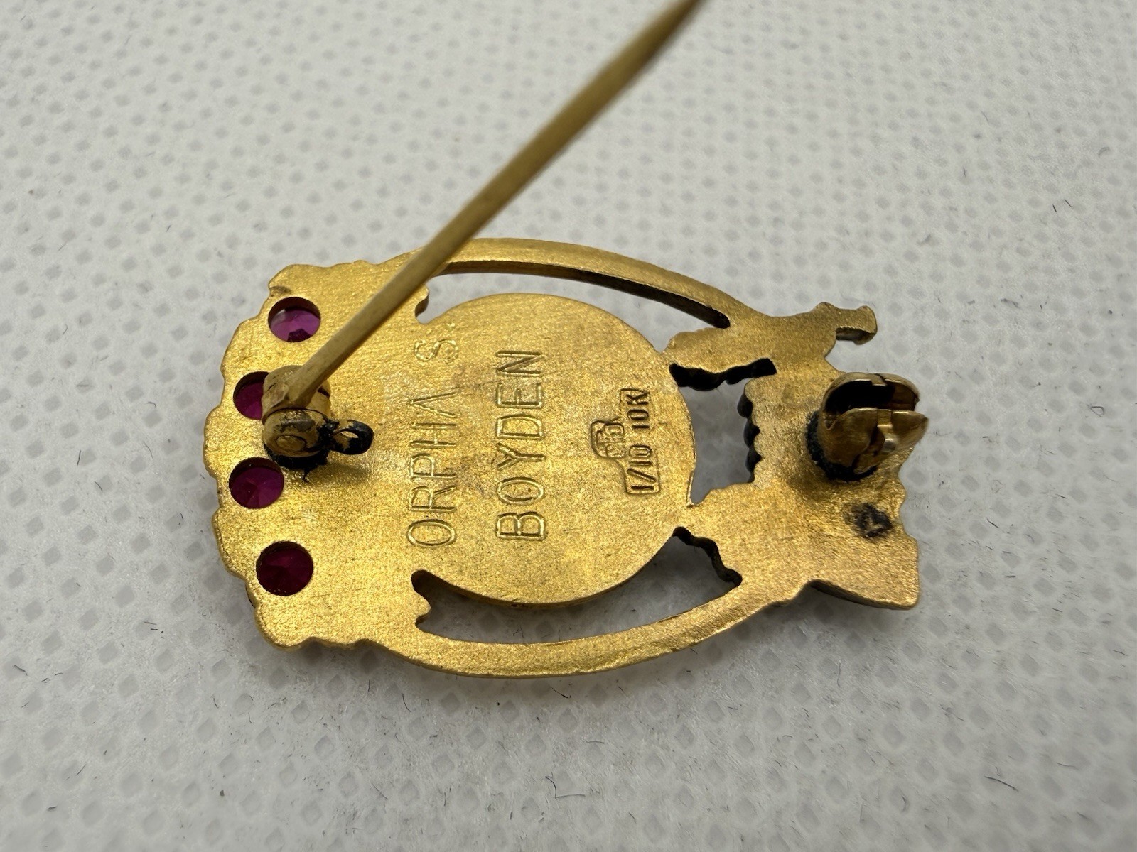 Primary Pin LDS Mormon Red Ruby 1/10 Gold Filled