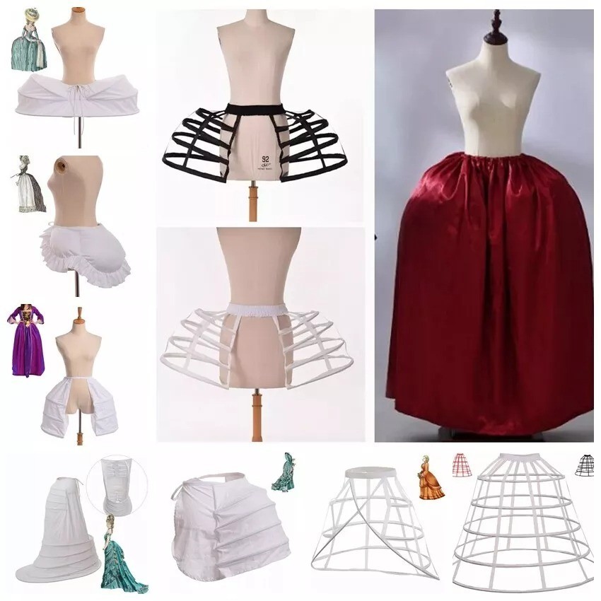 Womens Hoop Skirts for Rococo Victorian Dress Double Pannier Crinoline Bustle