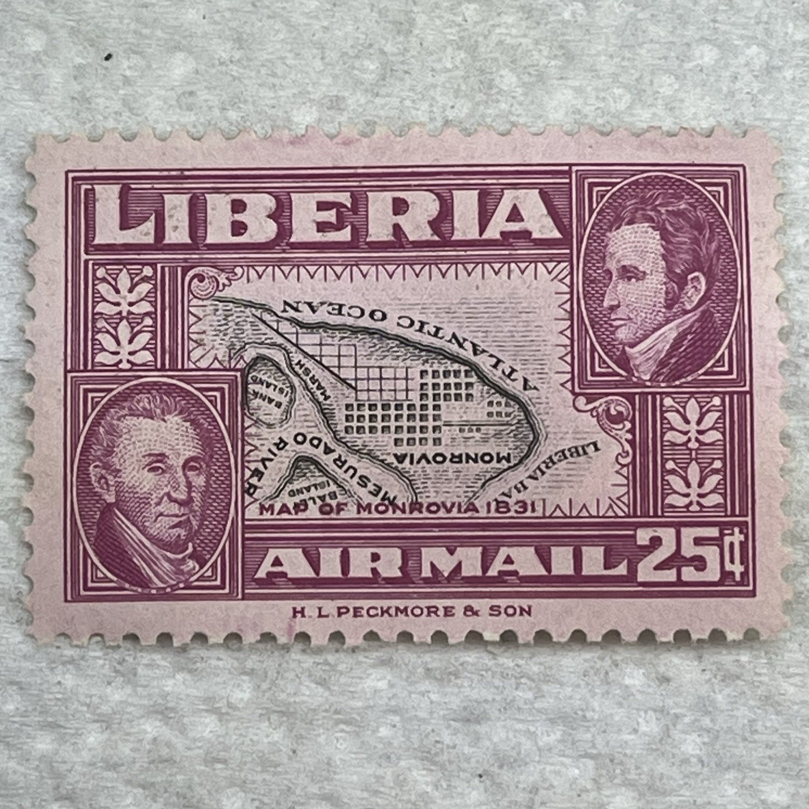 Postage Stamps Liberia 25,50 cents "Inverted Center" 1952 Airmail Map series