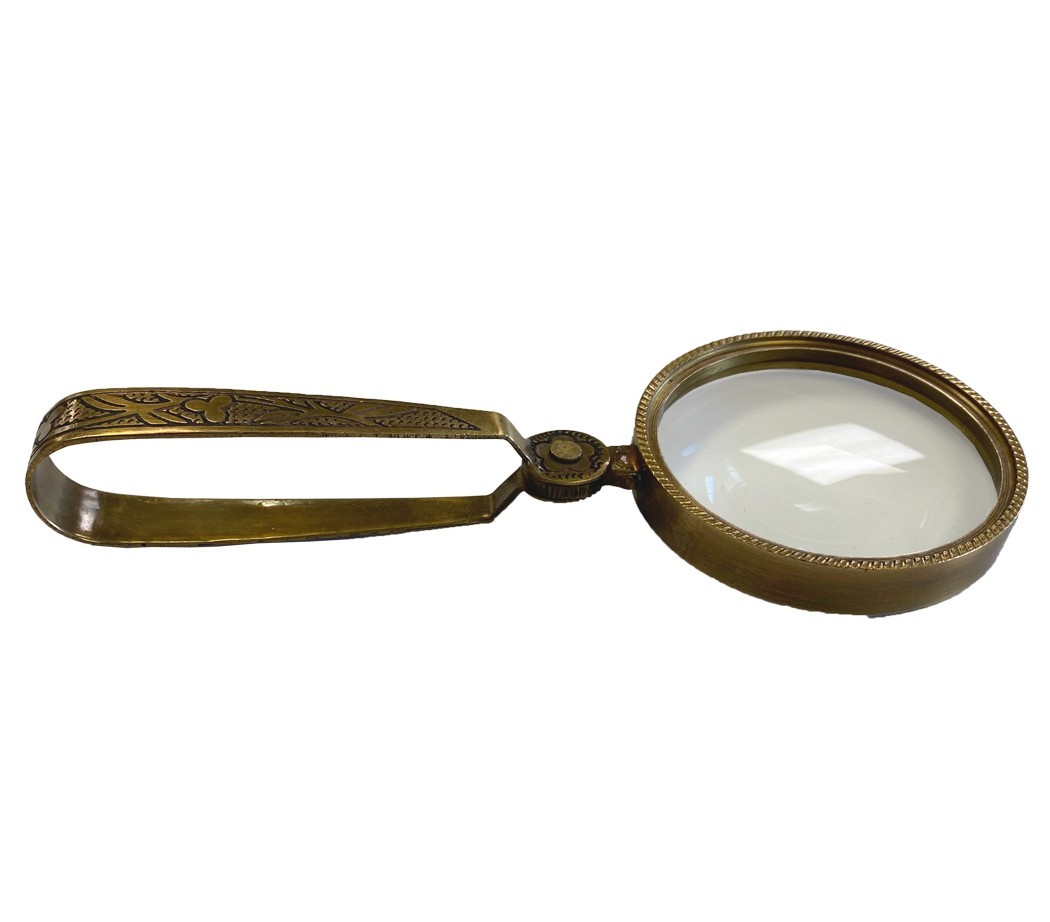 Schooner Bay Co. Antiqued Brass Folding Magnifying Glass, Antique Style