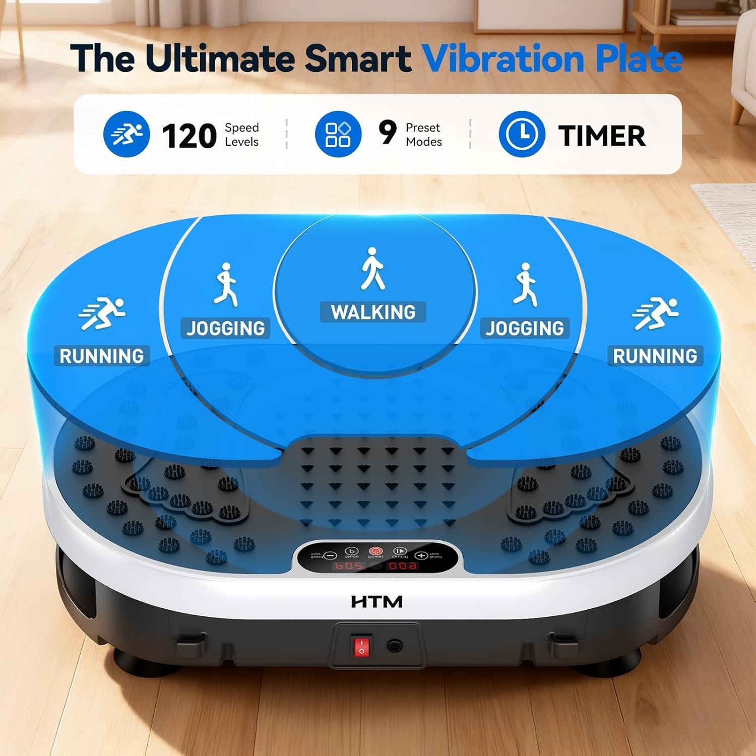 Vibration Plate Exercise Machine 120 Speed Levels 9 Program Modes Remote Control