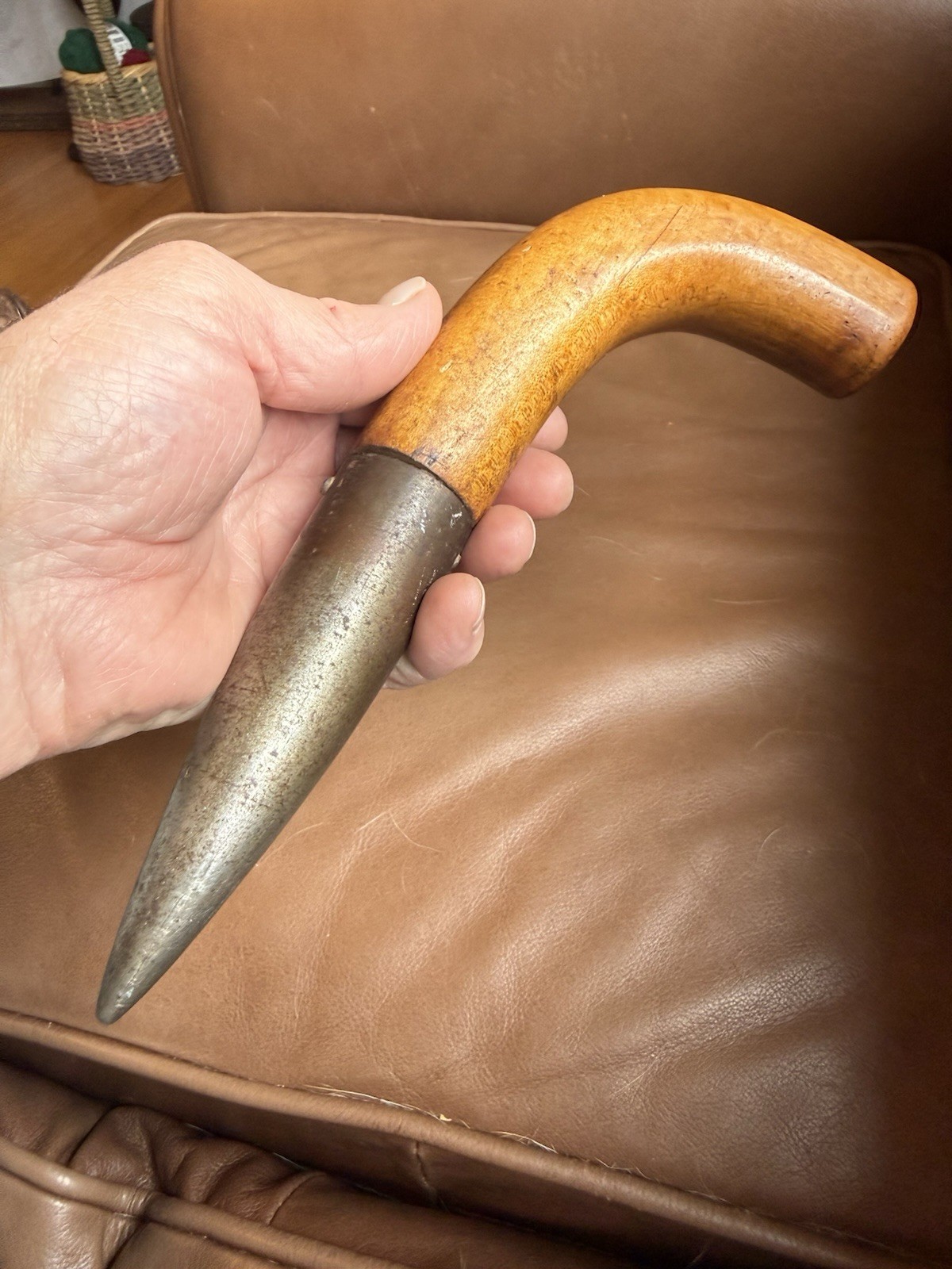 Antique Dibber/Dibbler, nice tool from the 1800s. worn hardwood handle